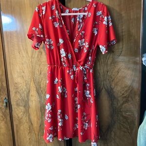 Sienna Sky Red white floral wrap dress size M